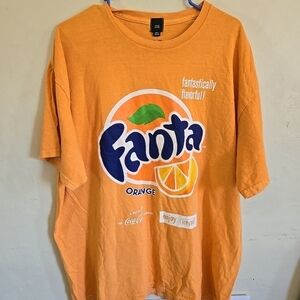 Coca Cola Fanta Men's Orange Short Sleeve T-shirt Fade Orange Large